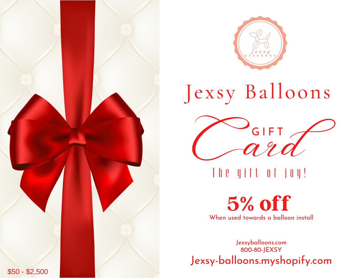 Jexsy Balloons Gift Card